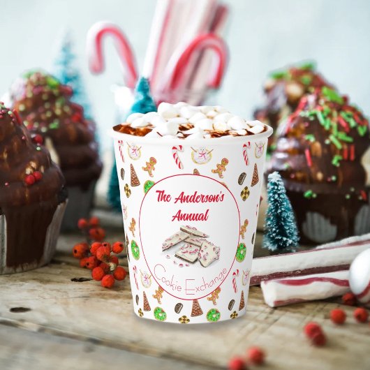 Gobelets En Papier Échange de cookies de Noël aquarelle