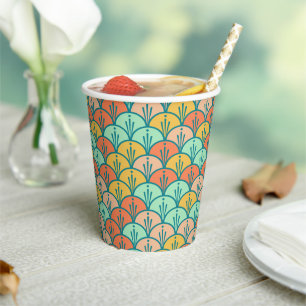 Gobelets En Papier Echelle de poisson géométrique moderne et colorée
