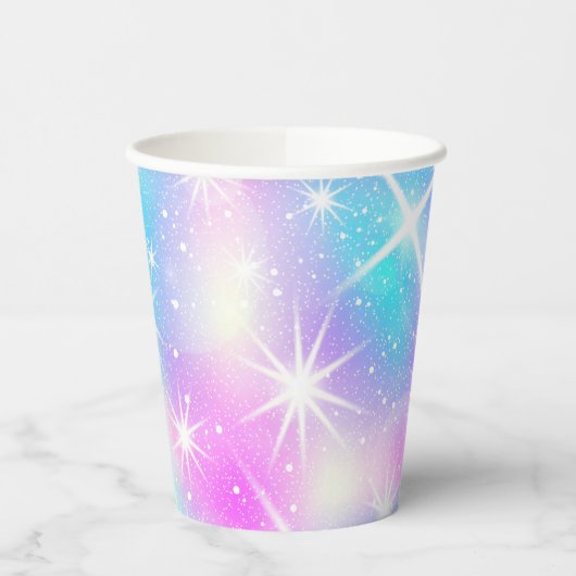 Gobelets En Papier Éclat rose et bleu Iridescente