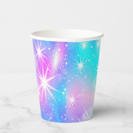 Gobelets En Papier Éclat rose et bleu Iridescente (Droite)