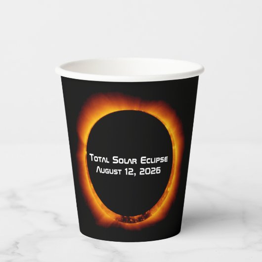 Gobelets En Papier Éclipse solaire totale de 2026 (Recto)