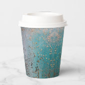 Gobelets En Papier Écran de poussière d'étoile sur Turquoise bleu