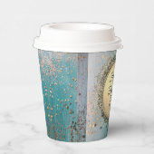 Gobelets En Papier Écran de poussière d'étoile sur Turquoise bleu