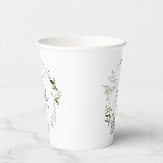 Gobelets En Papier Écran vert élégant moderne de script botanique mar (Gauche)