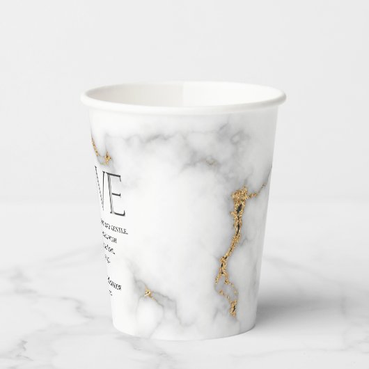 Gobelets En Papier Écriture d'amour Verse Ephésiens 4:2 Mariage (Gauche)