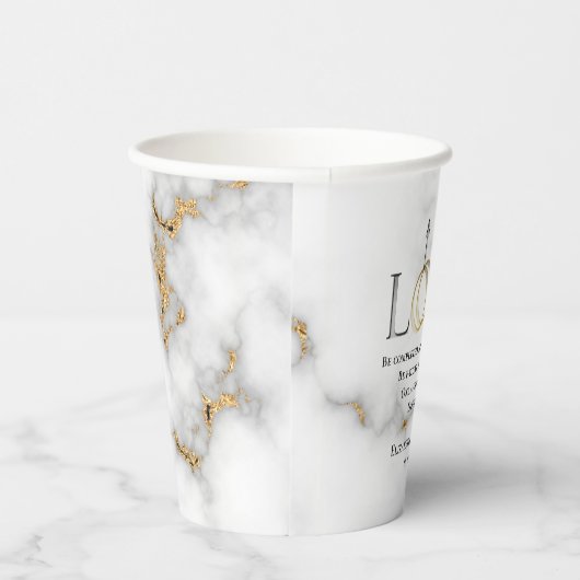 Gobelets En Papier Écriture d'amour Verse Ephésiens 4:2 Mariage (Droite)