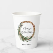 Gobelets En Papier Écriture de feuille minimale moderne Noël (Verso)