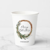 Gobelets En Papier Écriture de feuille minimale moderne Noël (Recto)