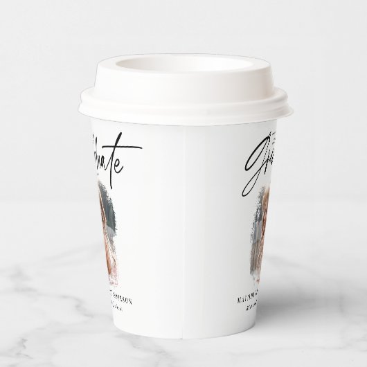 Gobelets En Papier Écriture noire moderne photo élégante graduation (Droite)