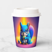 Gobelets En Papier Écureuil Bleu Mangeant Un Fruit (Verso)