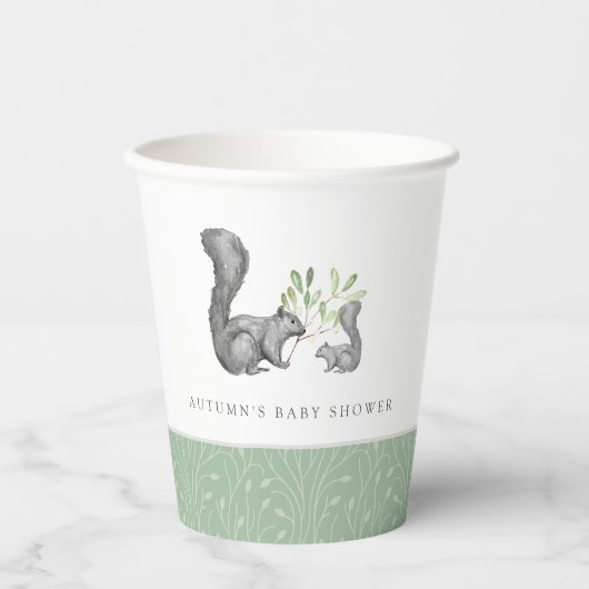 Gobelets En Papier Écureuil de bois Mère et Baby shower