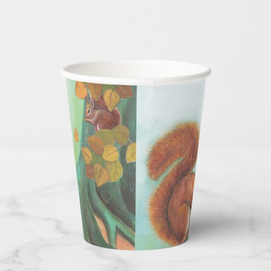 Gobelets En Papier Écureuils rouges mangeant des noisettes Illustrati (Droite)