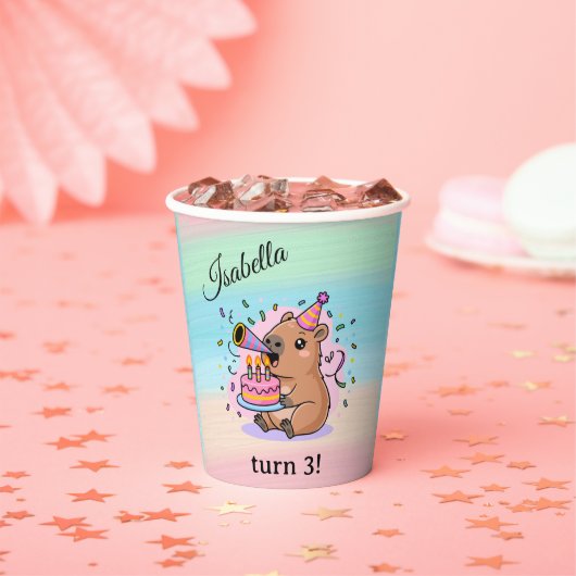 Gobelets En Papier Editable Capybara Birthday Party Cup  (Insitu)