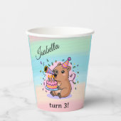 Gobelets En Papier Editable Capybara Birthday Party Cup  (Recto)