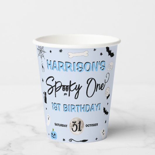 Gobelets En Papier ÉFFRAYANT ! Boys Halloween 1er fête d'anniversaire (Recto)