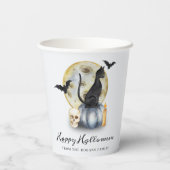 Gobelets En Papier Éffrayant Citrouille de chats Halloween (Verso)