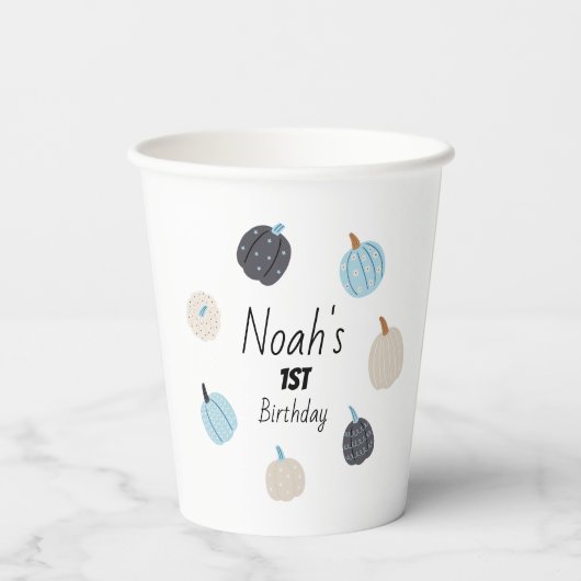 Gobelets En Papier Éffrayant | Coupes d'anniversaire | Citrouille ble (Verso)