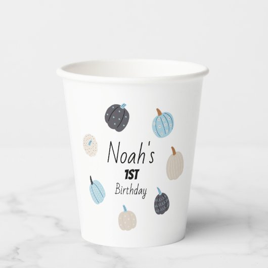 Gobelets En Papier Éffrayant | Coupes d'anniversaire | Citrouille ble (Recto)