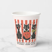 Gobelets En Papier Éffrayant et mignon - Chat noir et Citrouille (Verso)