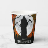 Gobelets En Papier Éffrayant Grim Reaper cimetière fête d'Halloween (Verso)