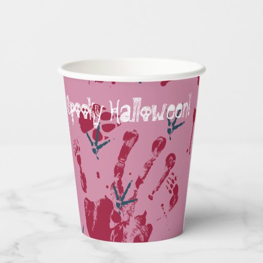 Gobelets En Papier Éffrayant Halloween Crâne Traces sanguines Déplais (Verso)
