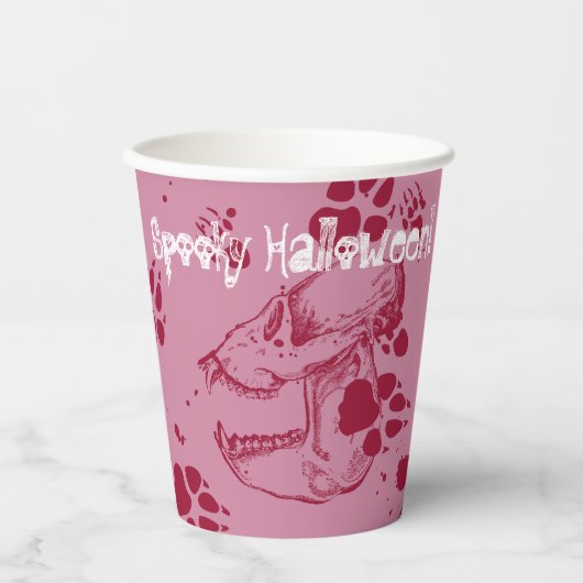Gobelets En Papier Éffrayant Halloween Crâne Traces sanguines Déplais (Recto)