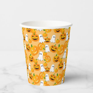 Gobelets En Papier Éffrayant Halloween Jack-o'-lantern Fantôme Déplai