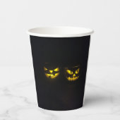 Gobelets En Papier Éffrayant jaune citrouille face sur noir (Verso)