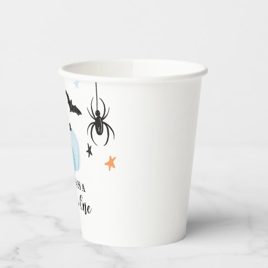 Gobelets En Papier Éffrayant Un Halloween bleu Citrouilles 1er annive (Gauche)