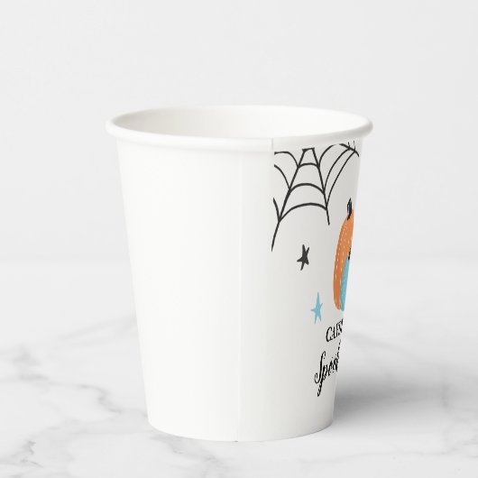 Gobelets En Papier Éffrayant Un Halloween bleu Citrouilles 1er annive (Droite)