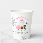 Gobelets En Papier Éffrayant Un rose Halloween anniversaire petit Boo (Verso)