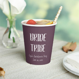 Gobelets En Papier Eggplant simple couleur Mariage mariée tribu