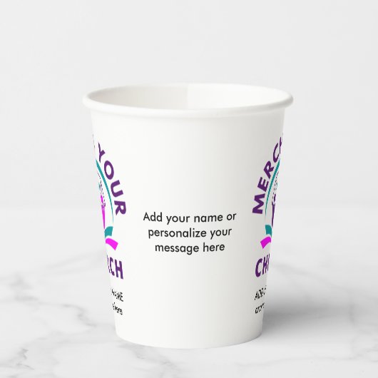Gobelets En Papier ÉGLISE MERCHANDISE Personnalisée Ajouter votre log (Gauche)
