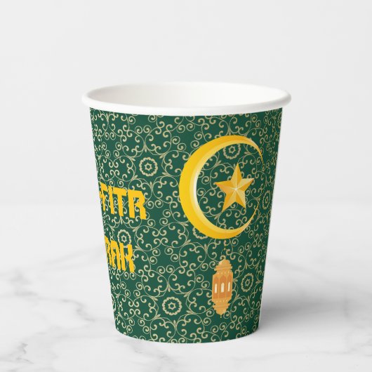 Gobelets En Papier Eid al Fitr Moubarak Ramadan Kareem Moon Star (Verso)