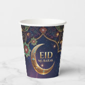 Gobelets En Papier Eid Mubarak Islamic celebration Gold And navy (Verso)