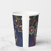 Gobelets En Papier Eid Mubarak Islamic celebration Gold And navy (Droite)