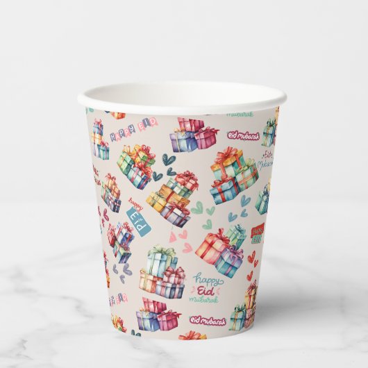 Gobelets En Papier Eid Mubarak Paper Cups – Colourful Gift Boxes (Recto)