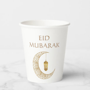 Gobelets En Papier Eid Mubarak personnalisé Croissant décoré doré