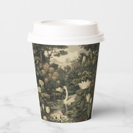 Gobelets En Papier Élégance botanique - Le cygne dans la forêt (Recto)