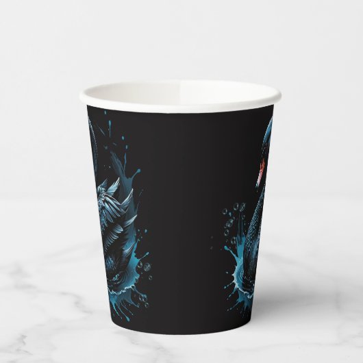 Gobelets En Papier Élégance en mouvement, cygne noir, (Gauche)