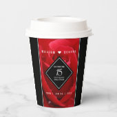 Gobelets En Papier Élégant 15e anniversaire de Mariage Rose (Verso)