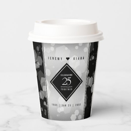 Gobelets En Papier Élégant 25e anniversaire de Mariage d'argent (Verso)