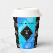 Gobelets En Papier Élégant 41ème anniversaire Mariage de Topaz Bleu (Verso)