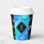 Gobelets En Papier Élégant 41ème anniversaire Mariage de Topaz Bleu (Recto)