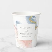 Gobelets En Papier Elégant Abstrait Aquarelle or rose bleu Mariage (Verso)