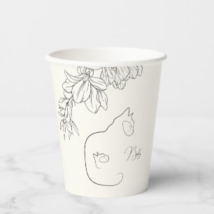 Gobelets En Papier Elégant Baby shower Amoureux des chats noir et crè