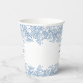 Gobelets En Papier Élégant baby shower bleu chinoiserie toile françai (Droite)