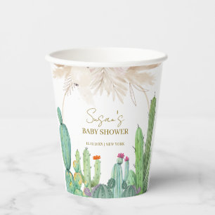 Gobelets En Papier Elégant Baby shower Boho Western Cactus Arch