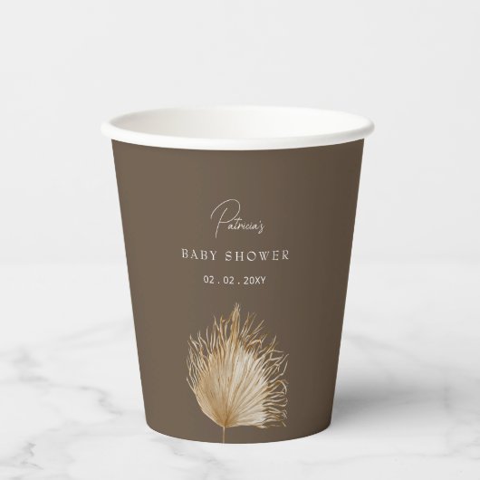 Gobelets En Papier Élégant Baby shower botanique rustique (Recto)