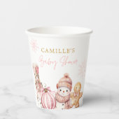 Gobelets En Papier Elégant Baby shower de fille d'hiver (Recto)